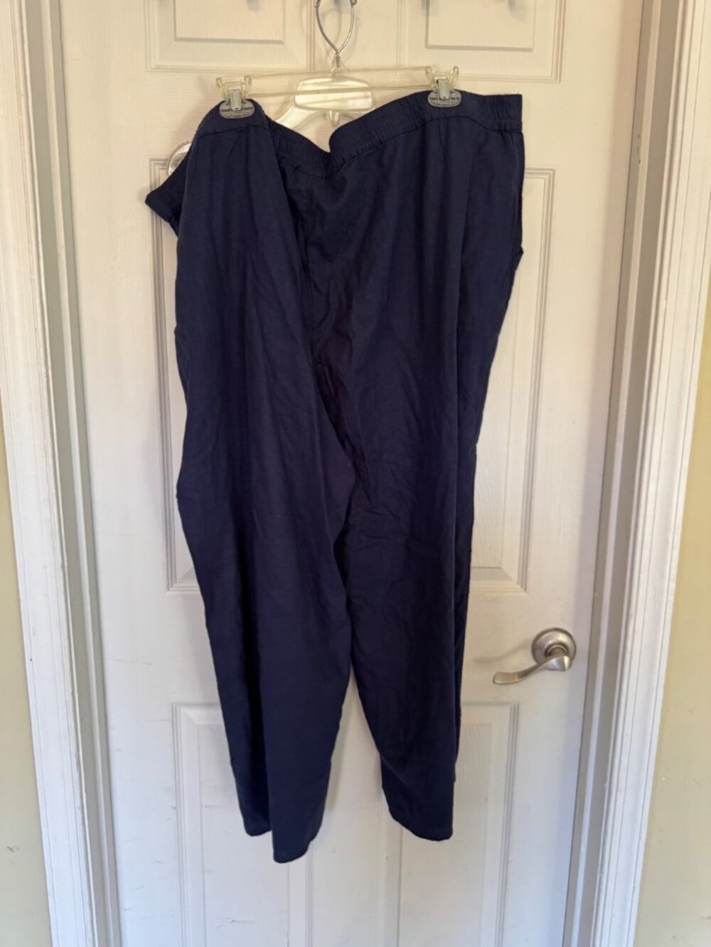 Naturals D&Co Blue Linen PullOn High Rise Pants Ankle Petite Coastal Casual 3XP - Picture 4 of 11